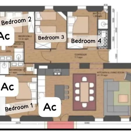 Appartement Ac-free Parking - Contemporary 4 Bedroom