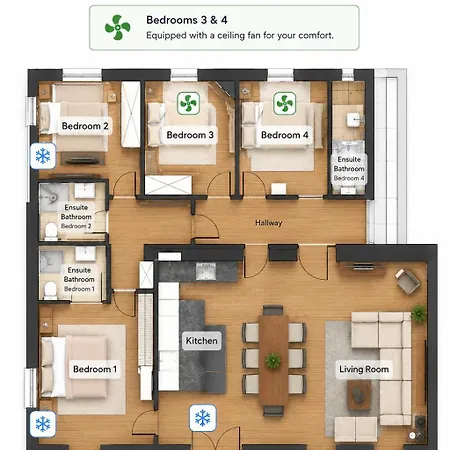 Ac-free Parking - Contemporary 4 Bedroom Cannes
